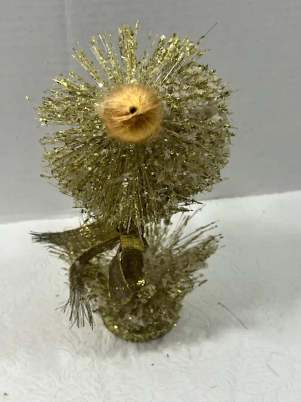 VTG Handmade Gold Plastic Tiered Faced Christmas Tree Tabletop Holiday Decor 8